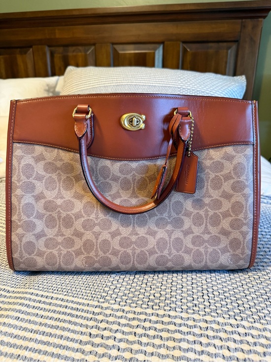 Coach Handbags - Coach Monogram Canvas Carryall Tote with Rust Leather Trim